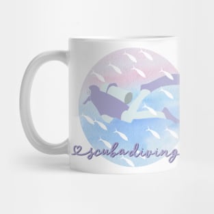 I Love Scuba Diving Pastel Purple Watercolor Aesthetic Mug